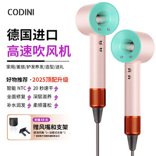 Codini german quality leafless hair dryer for home use with negative ions that won't hurt your hair. high-power hair dryer for hair salons and barber shops with hot and cold air for silent styling and quick drying.
