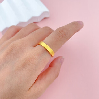 Yinxiangrong gold couple rings a pair of men's and women's square mouth 999 pure gold 520 valentine's day gift for girlfriend and wife square mouth ring no. 22 ring mouth about 1.2g