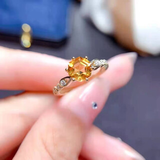 Fat donglai quality brazilian citrine ring, colorful baby stone, autumn and winter light luxury zircon citrine index finger ring for women, model a