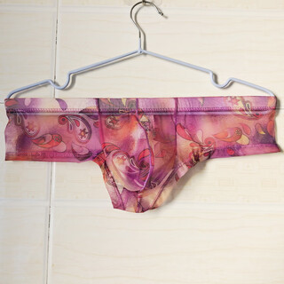 Pmwrun 2 pieces men's printed large pouch sexy boxer briefs u convex transparent mesh thong half hip coverage sports narrow hips purple (large size) 1 pair s (2-2.3 feet)