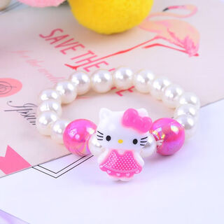 Meipai cartoon children's bracelet little girl princess baby cat animal flower imitation pearl bracelet bracelet bracelet accessories 5# cute kt cat