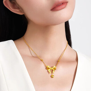 Only double positive gold necklace for women 2025 new pure gold pendant 18k color gold clavicle chain for girlfriend fugitive princess necklace