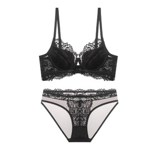 Victoria's style sexy secret french sexy lace underwear women's thin push-up big breast reducing large size bra set black set 85b 38