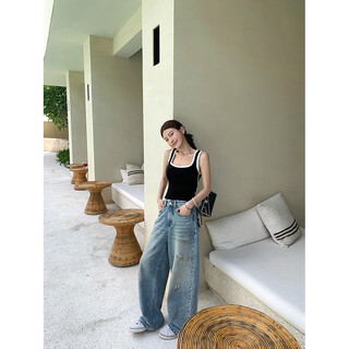 Zhang beibei london faded draft zero carbon lyocell vtg wasteland style daddy dirty pants pre-sale for 15 days s