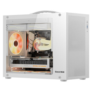 长城（Great Wall）魅影M5W白色电脑机箱（镀铝提手/金属面板/玻璃侧板/MATX主板/5风扇位/USB3.0/240水冷/5080显卡）