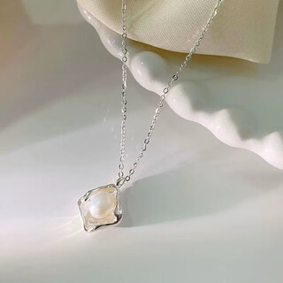 Gin qianhui 999 pure silver freshwater pearl necklace for women 2025 new pendant light luxury valentine's day birthday gift for girlfriend fenghelu freshwater pearl necklace/925 silver valentine's day girl gift/rose gift box for wife/with jewelry certificate