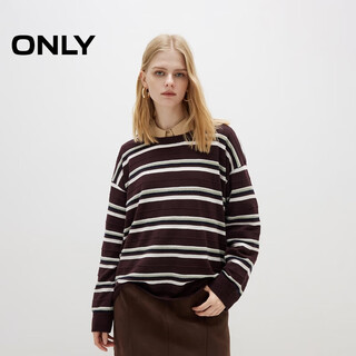 Only 2025 autumn college contrast color striped relaxed loose long-sleeved sweater for women|125324029