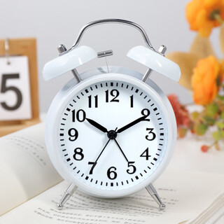 Hense loud metal bell alarm clock dormitory alarm clock student children desktop wake-up artifact night light table clock ha2504 white