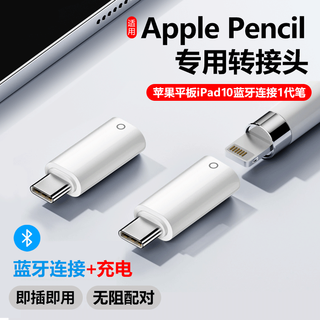 Masentek 苹果手写笔ipad蓝牙连接转接头ipone pencil充电头适用一代电容笔 白