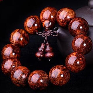 Wenwan hainan huanghuali bracelet 2.0 scars male old material purple pear wood grimace eyes buddha beads women's bracelet full of scars 15mm*15 pieces