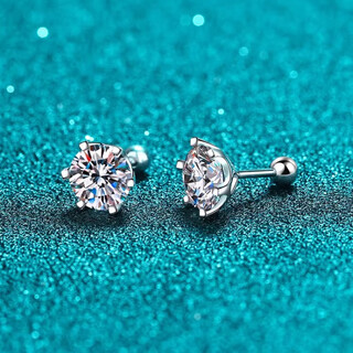 Nilan fat donglai same style pt950 platinum moissanite earrings 4mm short needle 18k gold moissanite pt950 six-claw screw 20 points single