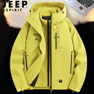 Jeep spirit jeep jacket down jacket three-in-one men's and women's jackets men's group purchase couple jacket clothes men's mountaineering fluorescent yellow three-in-one l