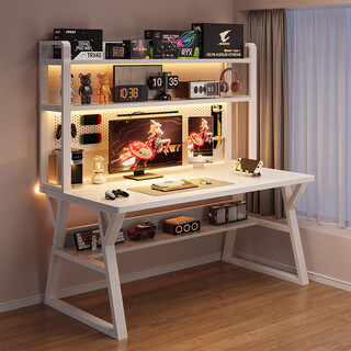 Xinyouliangjia desk bookshelf integrated table home computer table hole board storage rack study table a051 120*60 white