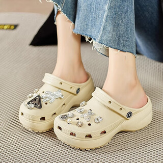 Nanmu xiong yunduo puff cave shoes women's 2025 new summer outer slippers eva non-slip thick sole heightening beach sandals 37-38 suitable for sizes 36-37