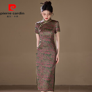 Pierre cardin (pierre cardin) long cheongsam daily young improved retro chinese style mother dress beautiful slim summer new style molanjin spring youthful pink 2xl recommended 120-130jin jin is equal to about 0.5 kg