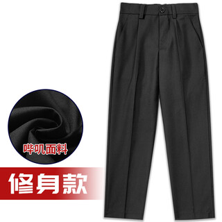 儿童夏季西裤男童黑色裤子藏青西装裤薄款长裤英伦风小学生校服裤 黑色薄西裤 110(适合体重30-35斤)