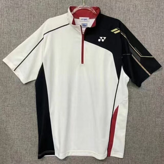 Yy new retro yy national badminton competition men's and women's quick-drying breathable short-sleeved competition half-zip training top m men's size xl recommended height 170-175c