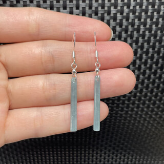 Dl 1998 fat donglai quality blue water jade earrings a goods safe column earrings for women simple and versatile fashion jewelry gift ear hook style