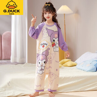 G.duckkids children's one-piece pajamas girls spring and autumn pure cotton medium and large children's parent-child pajamas new cartoon baby anti-kick sleeping bag