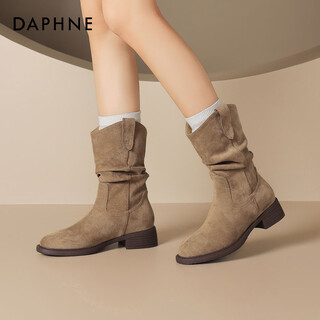 Daphne pile boots women's new maillard denim short boots cavalier martin boots 4025605008 apricot 37