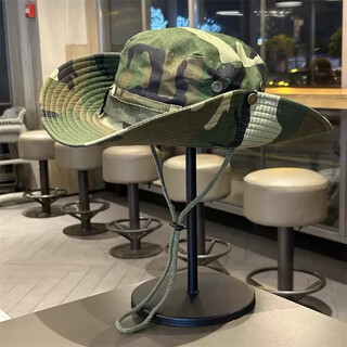 Camouflage bunny hat outdoor sun hat men's big brim round hat fishing hat camouflage hat sun protection hat bunny hat-dark green 55-59cm