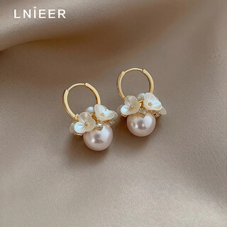 Lnieer design flower pearl earrings women's niche versatile earrings 2025 new hot style internet celebrity earrings stud earrings forest pearl flower earrings electroplating thickening coloring