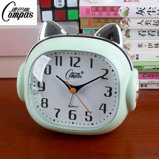 Combas alarm clock cartoon children's music new wake-up artifact silent bedside elderly watch student bedroom table clock green dual-tone snooze night light 2232 combas