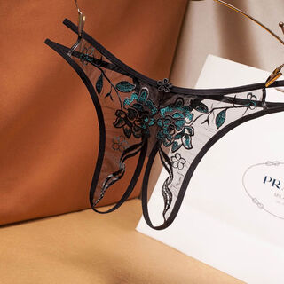 Sexy underwear for women, lace embroidery, sexy, hot, transparent, passionate thong, vaginal underwear, one size fits all, black