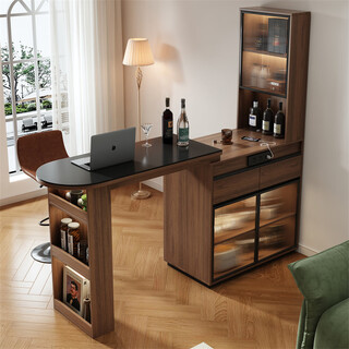 Ouyue light luxury slate solid wood retractable bar table dining table wine cabinet integrated home living room customizable sofa partition side cabinet slate bar + upper cabinet 0.8m