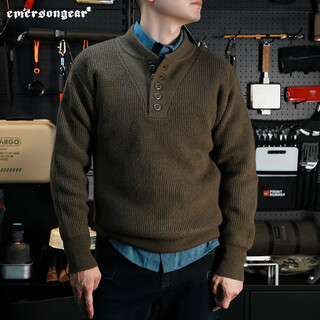 Emerson retro heavyweight henry collar wool sweater for men emerson snow fox outdoor tactical warm pullover autumn and winter sweater rg green s