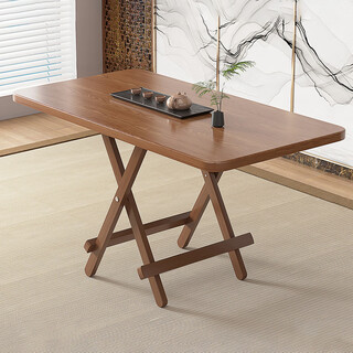 Yupin foldable dining table household simple dining table small apartment outdoor living room table and chairs cj123 square table walnut 100*60