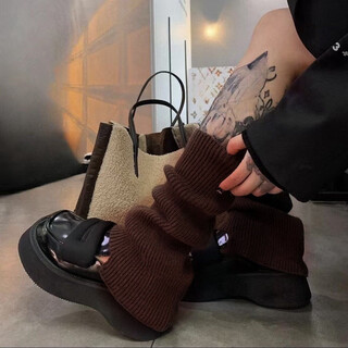 Gray piles of socks for women jk thickened knitted wool leg covers y2k spring, autumn and winter retro japanese flared socks, brown, 1 pair, one size fits all