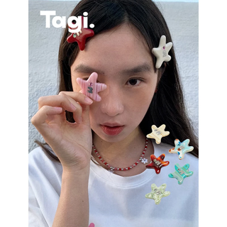 Tagi.<tapi xing> starfish bangs clip trim clip hairpin cute hairpin birthday gift-cream pink