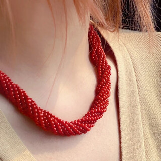 Giventi gefiodey pink natural italian coral red bracelet 108 beads necklace bracelet set animal year gift woven original multi-strand necklace 45 cm comes with special guarantee