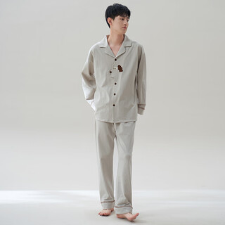 Princess mark couple pajamas for women spring and autumn new cute puppy pure cotton long sleeve men can wear outside home clothes hz92912-puppy shape men's 2xl