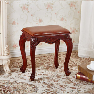 He jiagong guzheng stool piano stool single european dressing table stool american makeup chair chinese classical household square stool dark brown brown surface (square)