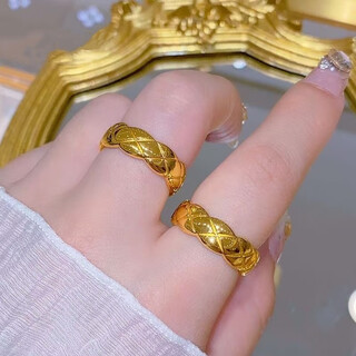 Yinxiangrong gold couple diamond ring a pair of men's and women's models 999 pure gold 520 valentine's day gift for girlfriend and wife diamond ring no. 18 ring about 1.55g