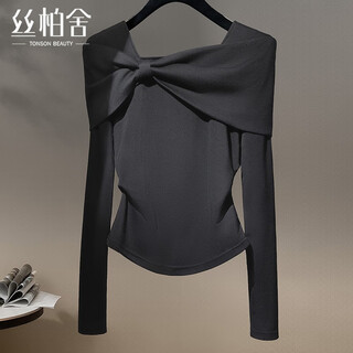 Sibaishe pullover bottoming shirt 2025 autumn new style women's elegant bow tie waist top
