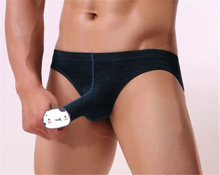 T-string men's low-waist men's double-butt underwear, sexy, cool and breathable t-pants, seamless hip lifting sports thong, dark lake blue m, recommended 80-100jin jin is equal to 0.5 kg