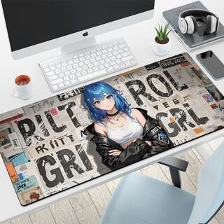 Juyingfeng large mouse pad office game e-sports fps smooth mat two-dimensional anime high-looking boys and girls high-end desktop mat 800*300*2mm newspaper girl