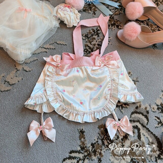Qi yuemang sweetdreams cupid sweet dreams silk feeling small things puppy party design cupid print_garter belt apron_random colors one size