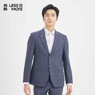 Lilang youth business men's wool blended suit men's plaid easy-care commuting formal two-piece set blue intercolor (1sa) 180a