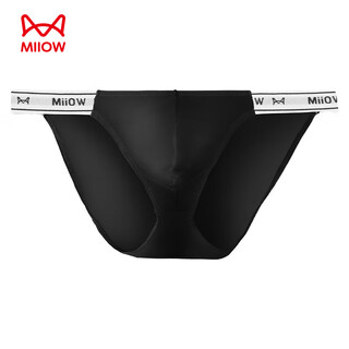 Miiow men's ice silk thong men's solid color elastic tight sexy low-waist high-cut underwear men's comfortable triangle shorts black 3 pairs 3xl