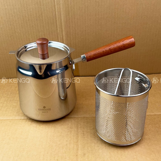 Sonorous 316 stainless steel frying pan thickened frying pan small frying basket household fuel-saving heightening and deepening oil storage tank with filter walnut handle frying pan 2l + filter + basket 14cm