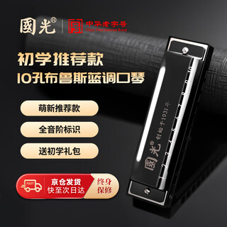 Guoguang 10-hole blues ten-hole blues harmonica in c key, resin case, athens black