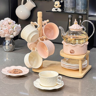 Xibaisheng light luxury cup set home drinking cup set living room hospitality tea cup 6 heat-resistant teapots tea set complete set light luxury cup 15-piece set 1810