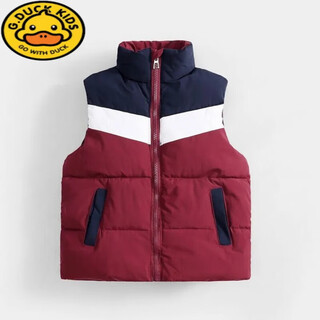 G.duckkids children's down cotton vest autumn and winter color matching baby warm vest for boys and girls college style kindergarten vest navy and red 110 recommended height 100-110cm age 4-5 years old