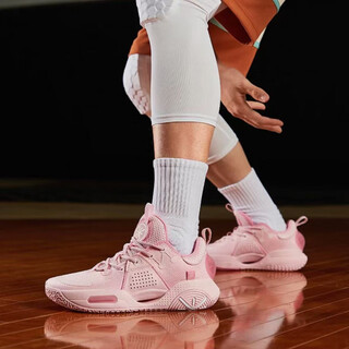 Li ning city 9 | men's basketball shoes spring shock absorbing rebound comfortable competition sports shoes salt pink 43