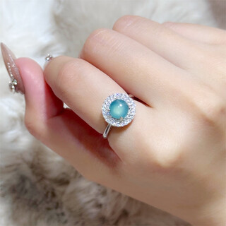 Jianlu blue water jade a-grade silver ring for women, light luxury jade ring jewelry, mother’s birthday gift for wife, mother, wife