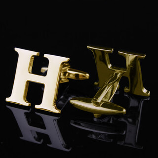 Handsome 26 english letters a-z cufflinks, gold cufflinks, french cufflinks, men's cufflinks, letter h, gold